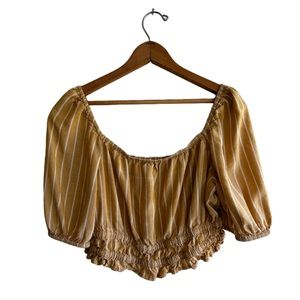 Arizona Jeans Mustard Yellow Striped Crop Top